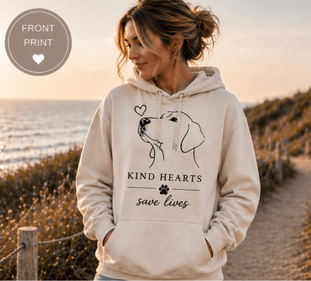 Kind Hearts Save Lives Hoodie, Dog Lover Gift, Rescue Dog Hoodie, Animal Lover Sweatshirt, Minimalist Dog Hoodie, Gift for Dog Mom
