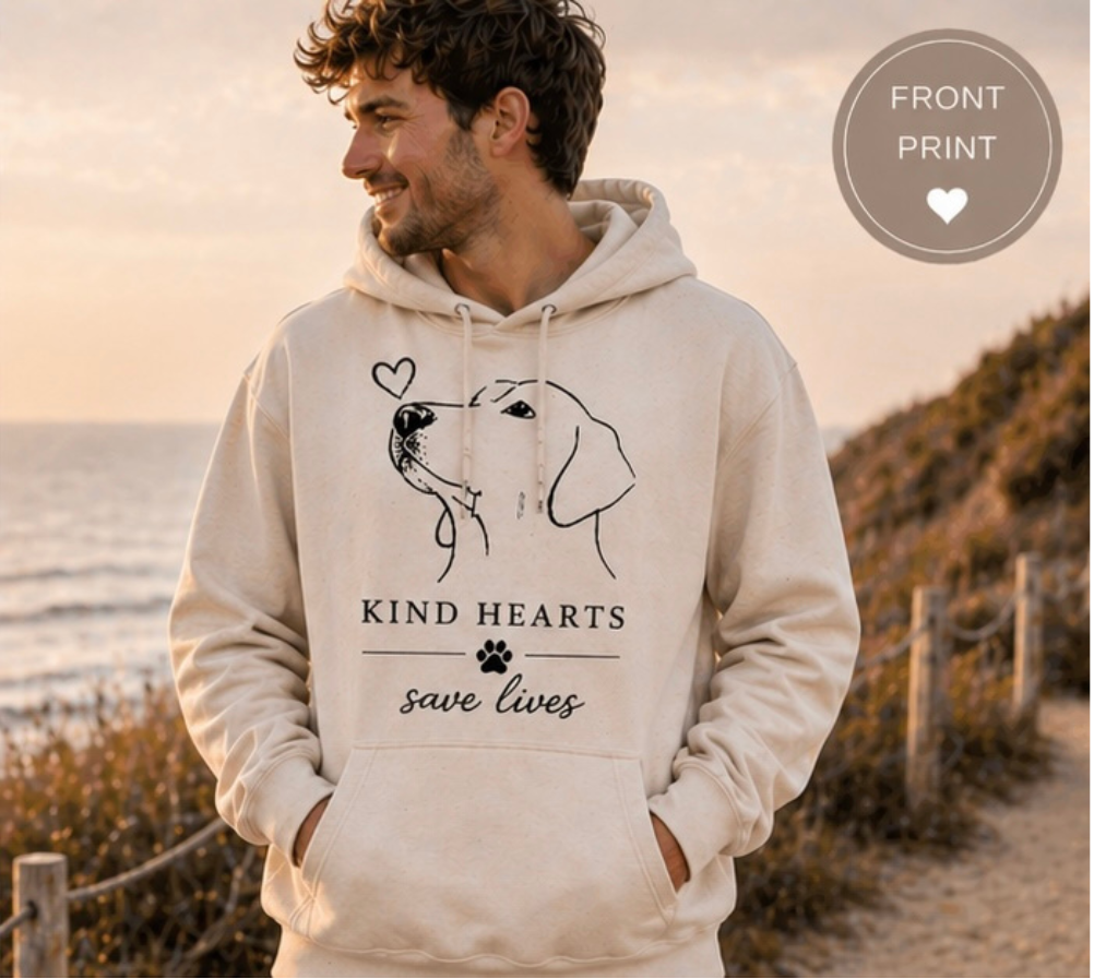 Kind Hearts Save Lives Hoodie, Dog Lover Gift, Rescue Dog Hoodie, Animal Lover Sweatshirt, Minimalist Dog Hoodie, Gift for Dog Mom