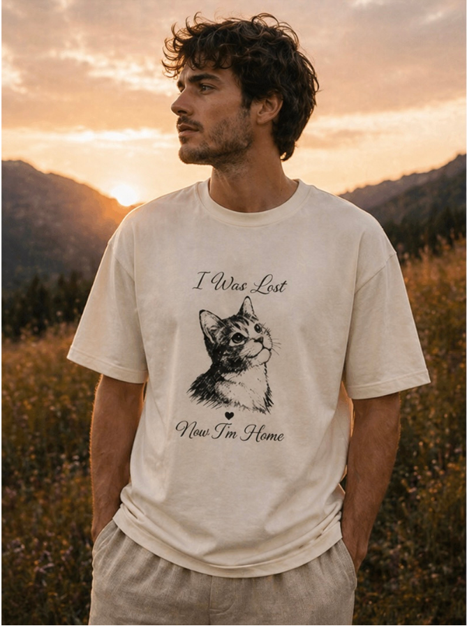 Rescue Cat Shirt “I Was Lost Now I’m Home”, Cat Lover Gift, Adoption Shirt, Cat Mom Tee