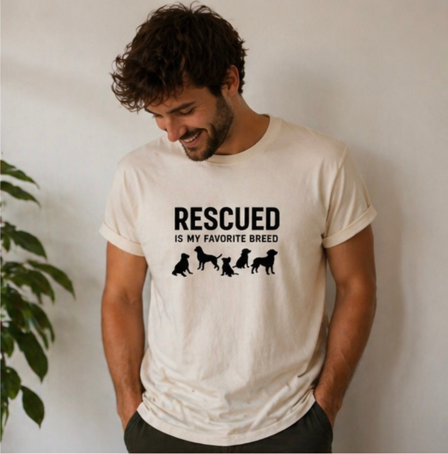 Rescue Dog Shirt – Rescued Is My Favorite Breed T-Shirt, Adopt Don’t Shop, Dog Lover Gift, Animal Rescue Tee