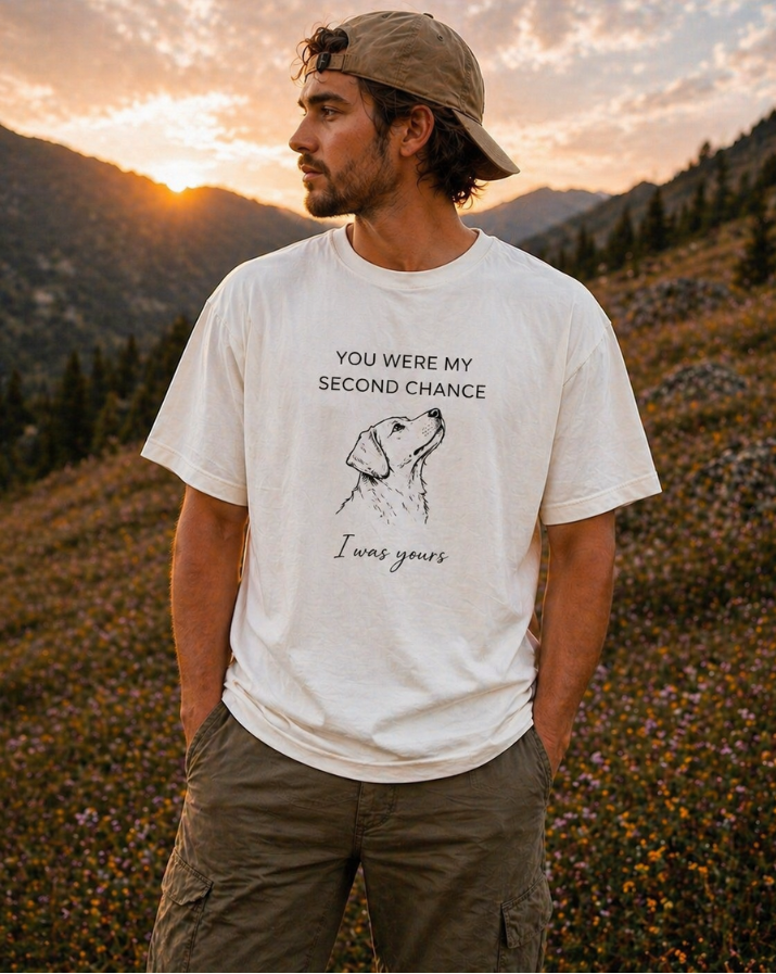 Dog Lover T-Shirt – You Were My Second Chance – Rescue Dog Shirt – Adopt Don’t Shop – Pet Lover Gift – Minimalist Animal Design
