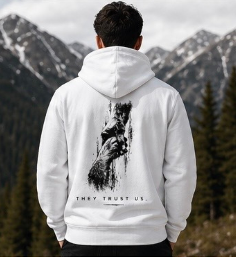 Hoodie „They Trust Us.“ Hund & Mensch Statement Hoodie